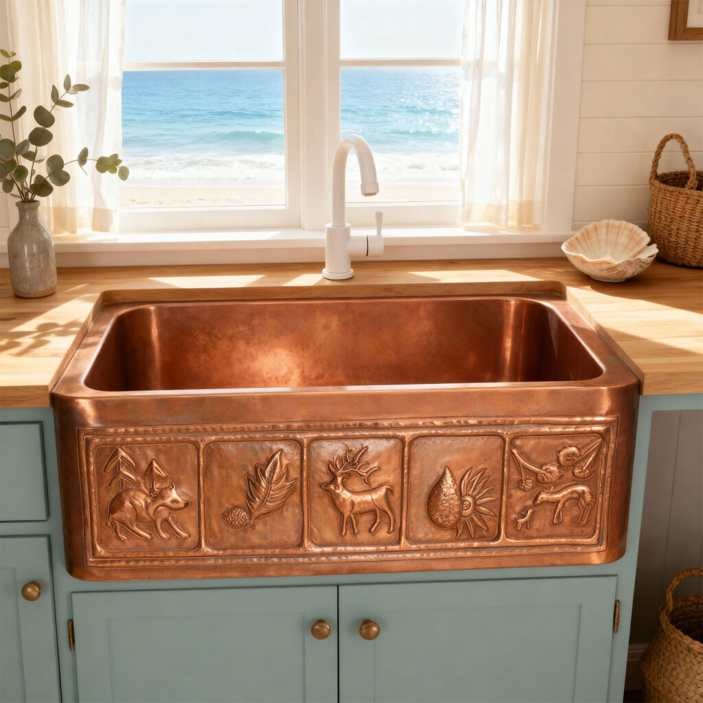 Copper Farmhouse Sink Animal Front Apron