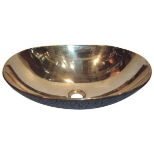 Cast Bronze Sink Shiny Yellow Inside Dark Outside by Coppersmith Creations