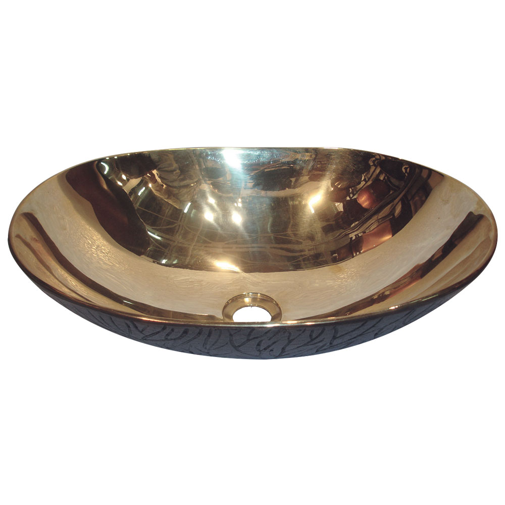 Cast Bronze Sink Shiny Yellow Inside Dark Outside by Coppersmith Creations