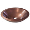 Round Copper Sink Hammered 18 x 5