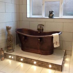 Copper Double Slipper Pedestal Tub