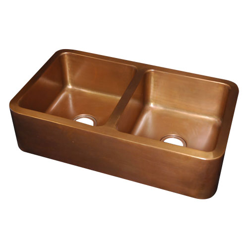 Rectangular Double Bowl Copper Kitchen Sink
