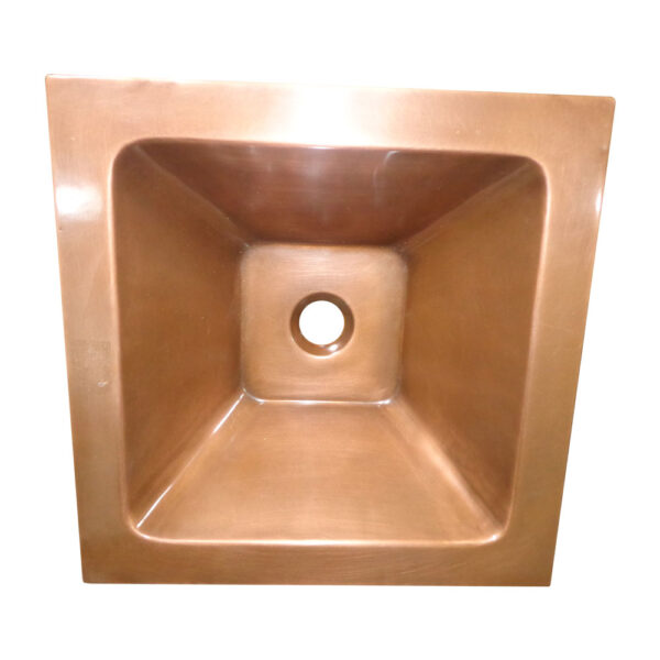 Square Double Wall Copper Sink Tapering Depth