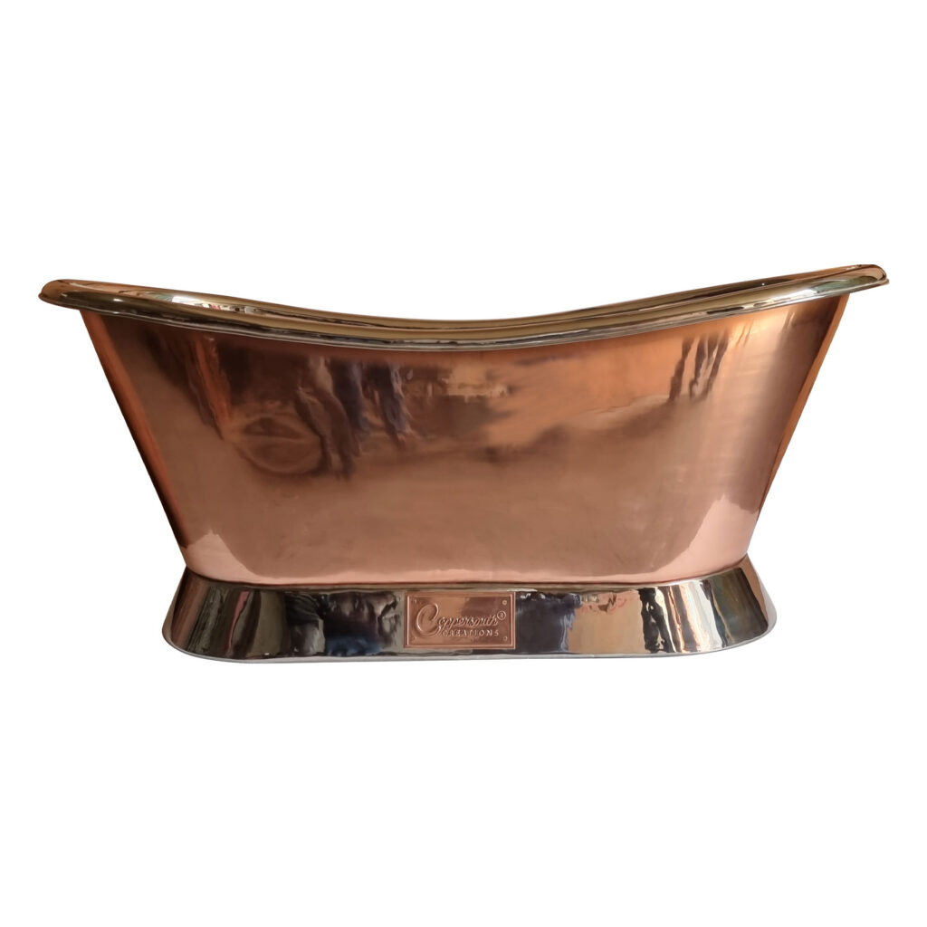 Slanting Base Copper Bathtub Nickel Inside & on Base Copper Outside