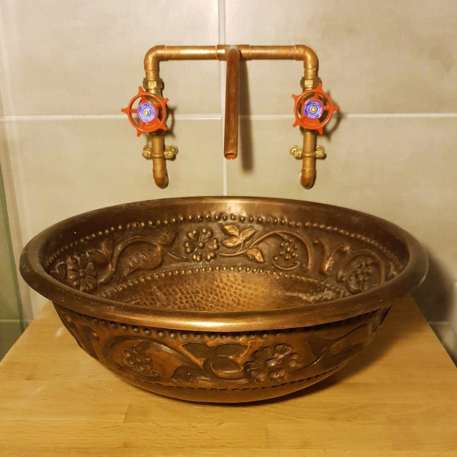 Copper Sink Embossed Hammered