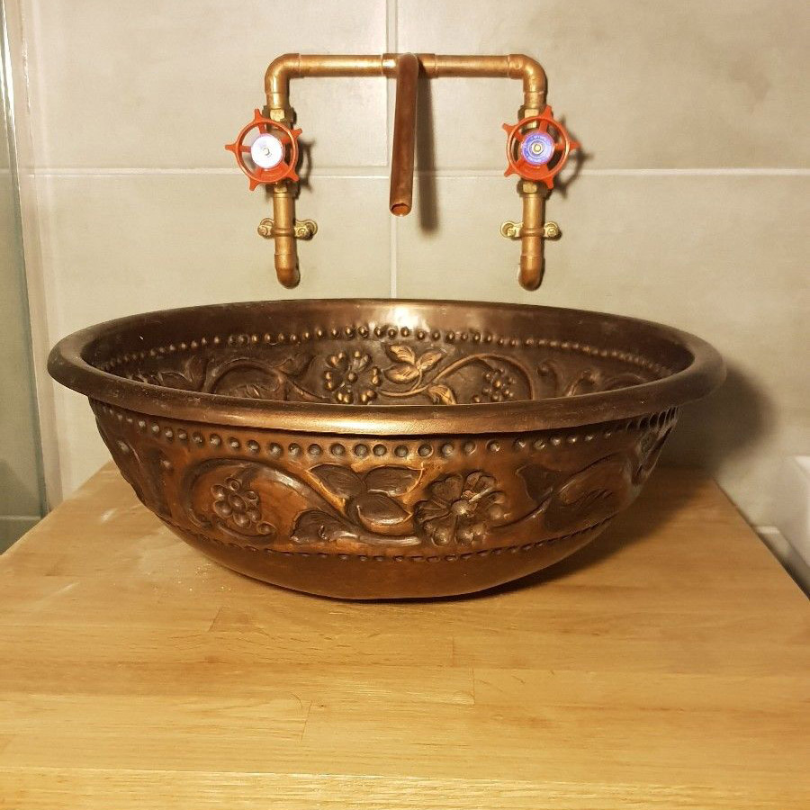 Copper Sink Embossed Hammered