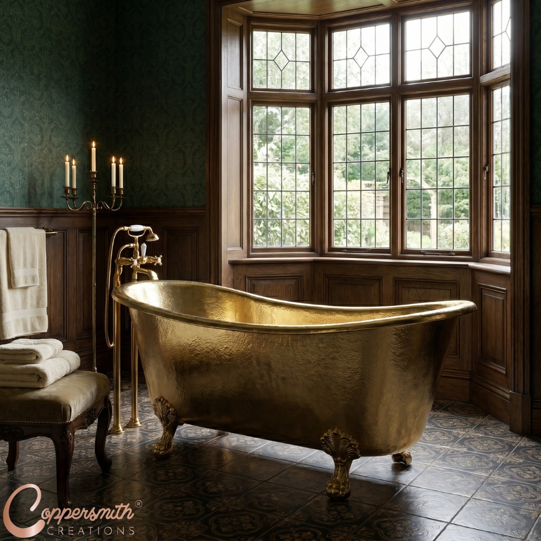 Clawfoot Brass Bathtub Hammered Exterior Full Brass Finish IMG3
