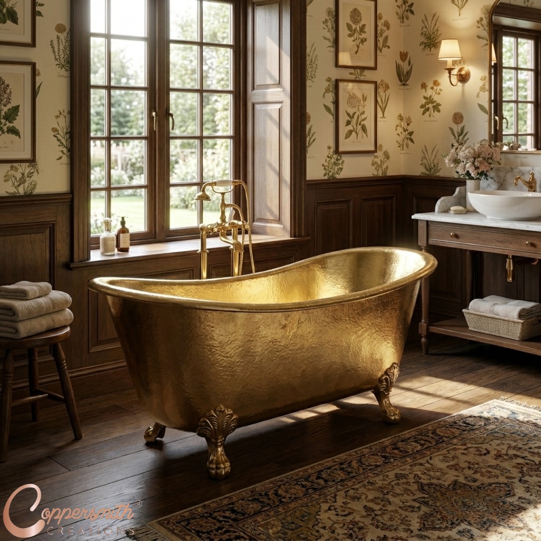 Clawfoot Brass Bathtub Hammered Exterior Full Brass Finish IMG4