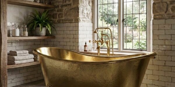 Clawfoot Brass Bathtub Hammered Exterior Full Brass Finish IMG1