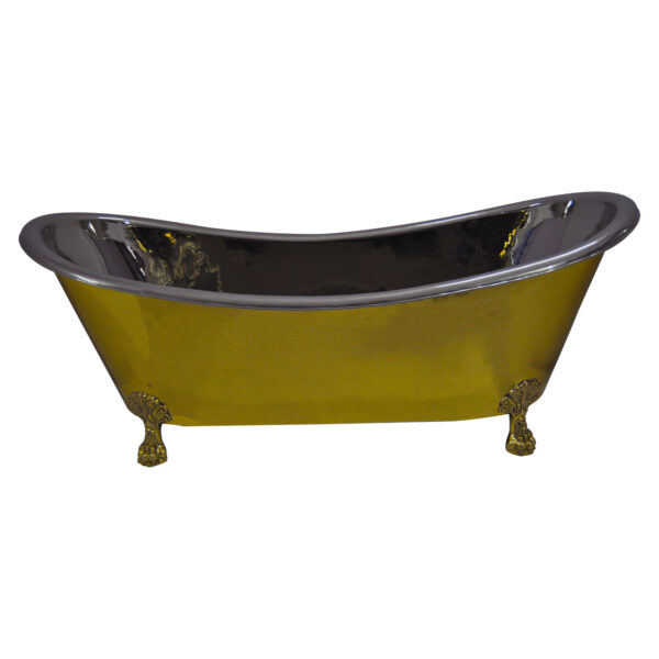Clawfoot Brass Bathtub Nickel Interior