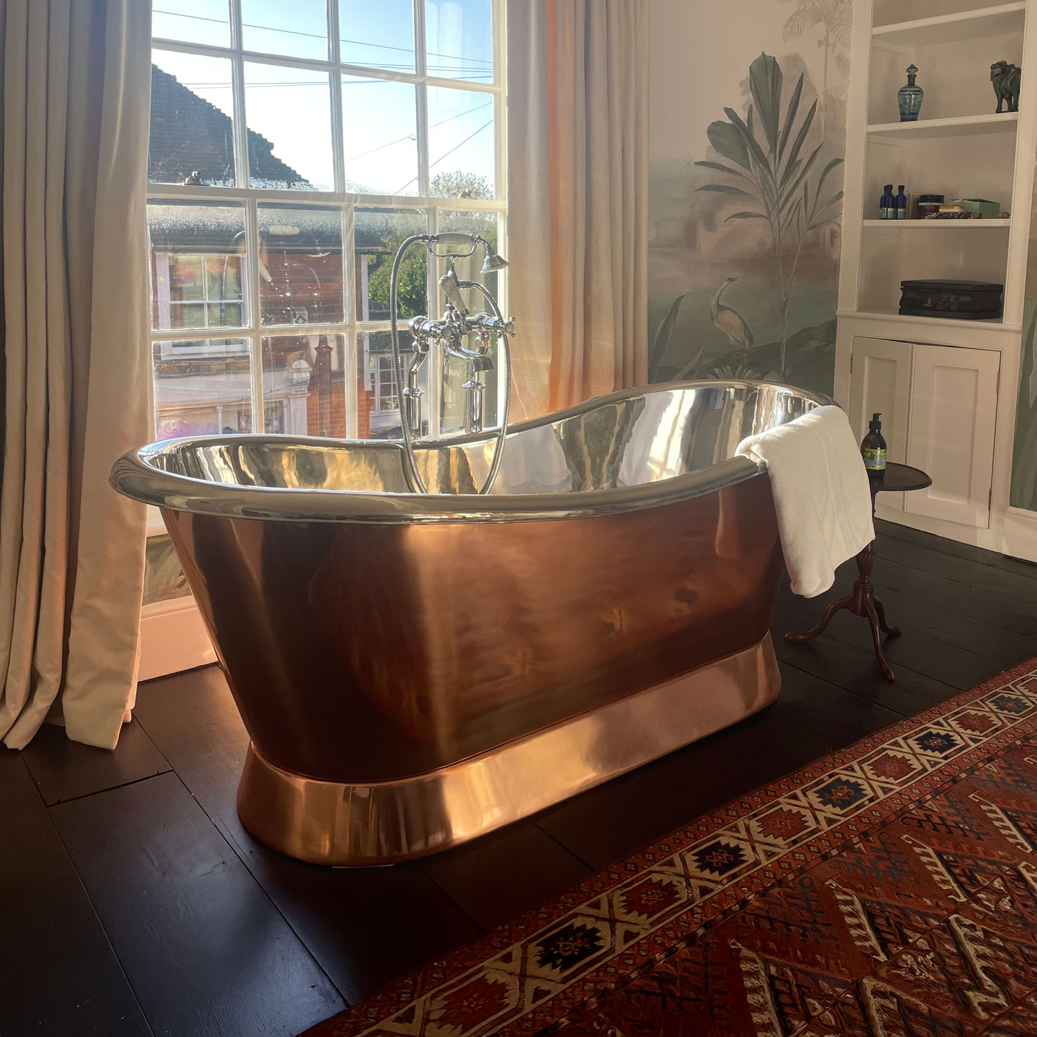 Slanting Base Copper Bathtub Nickel Inside