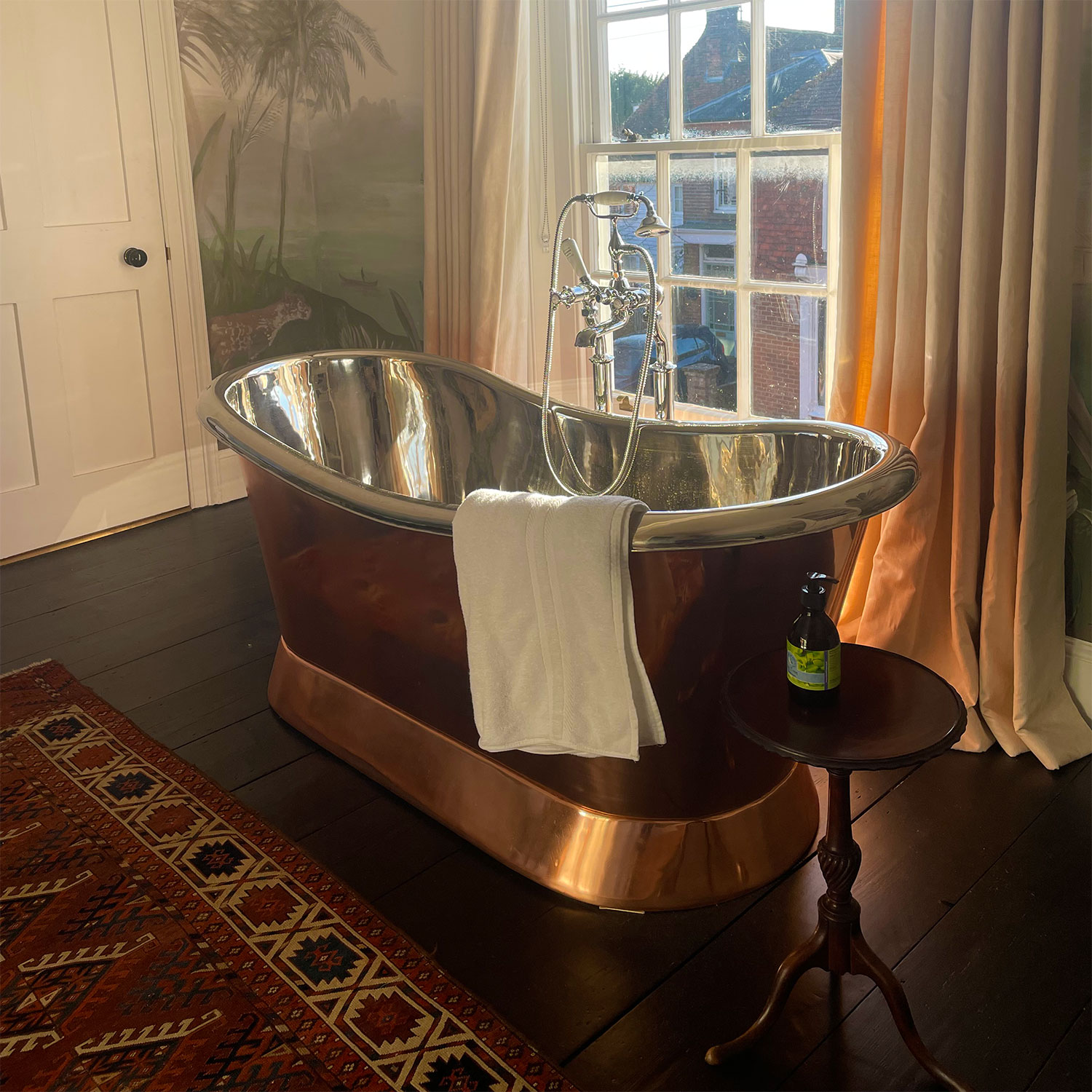 Slanting Base Copper Bathtub Nickel Inside