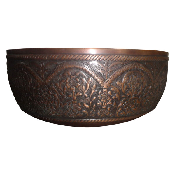 Double Wall Copper Sink Outside Hand Embossed Inside Plain