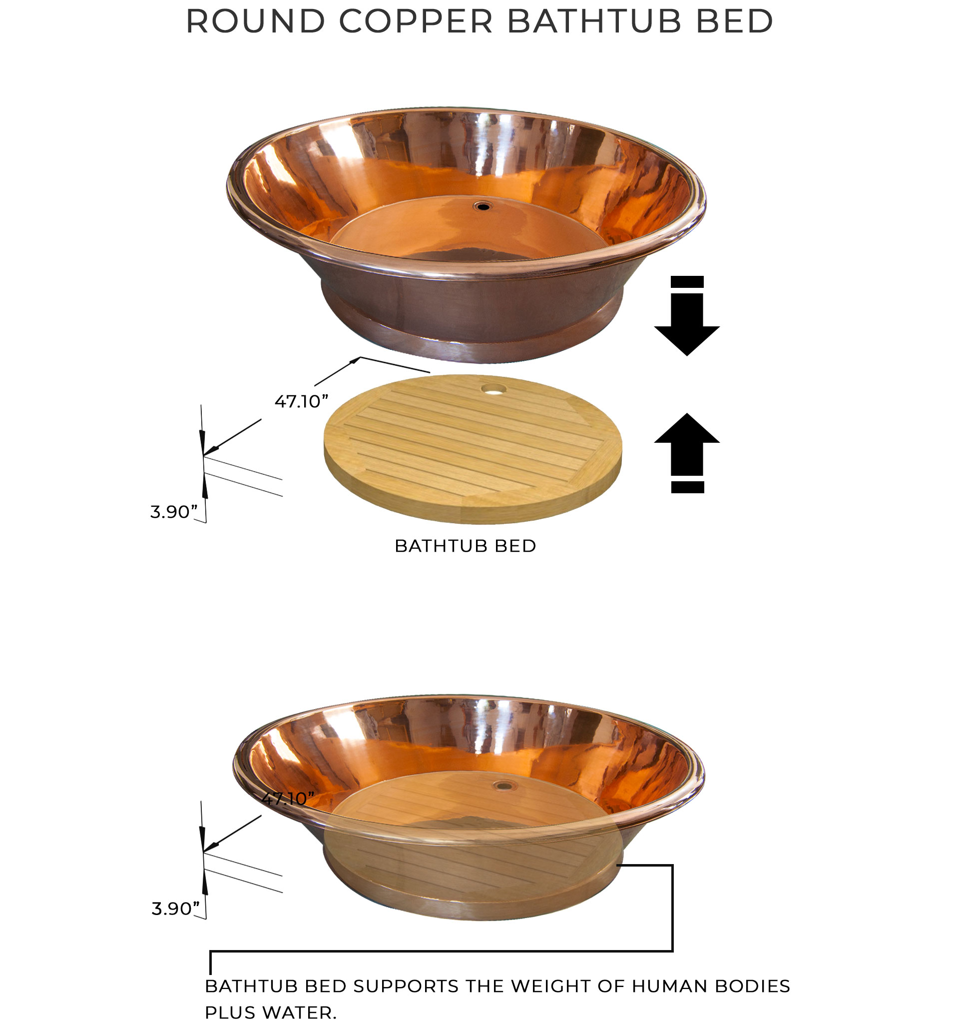 Round Copper Bathtub Bed