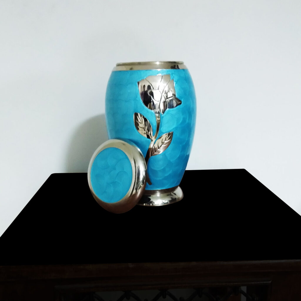 Blue Brass Cremation Urn