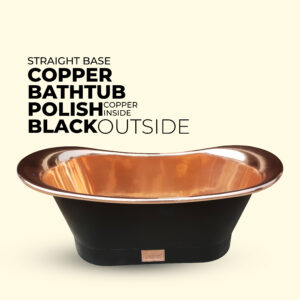 Straight Base Copper Bathtub Black Outside
