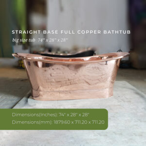 Straight Base Full Copper Bathtub Big Size 74x28x28