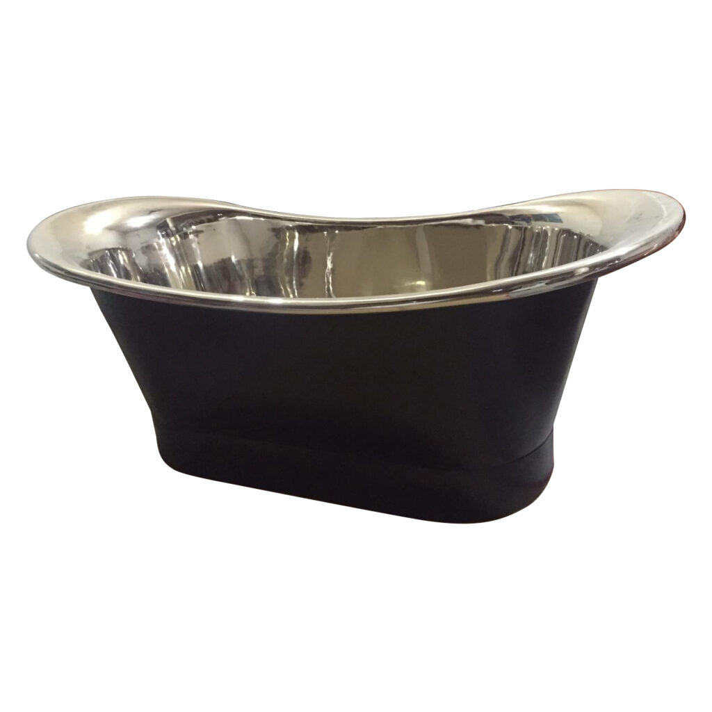 Straight Base Copper Bathtub Nickel Inside Black Outside