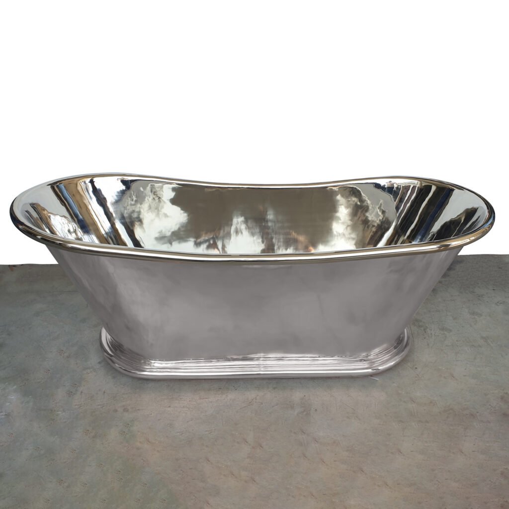 Copper Bathtub Nickel Finish Inside & Outside 70" x 29" x 27"