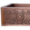 Single Bowl Three Flowers and Petals front Apron Copper Kitchen Sink