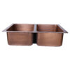 Double Bowl Vertical Parallel Lines Front Apron Copper Kitchen Sink