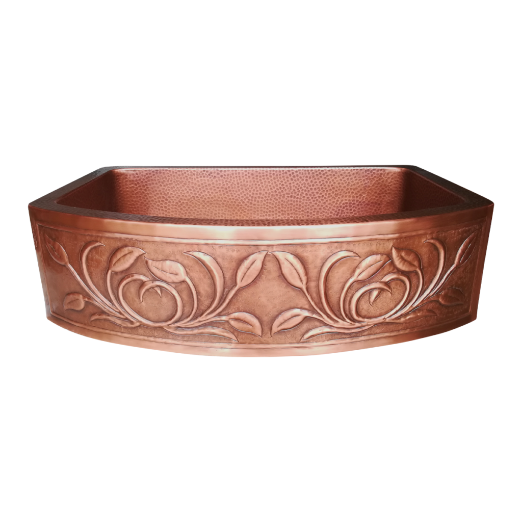 D Shape Petal Front Apron Copper Kitchen Sink