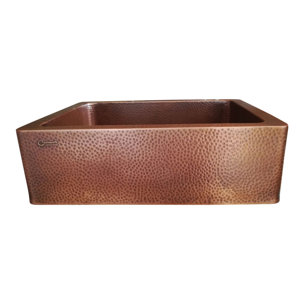 Copper Sink Hammered Front Apron 23.50 x 17.50 x 8 inch