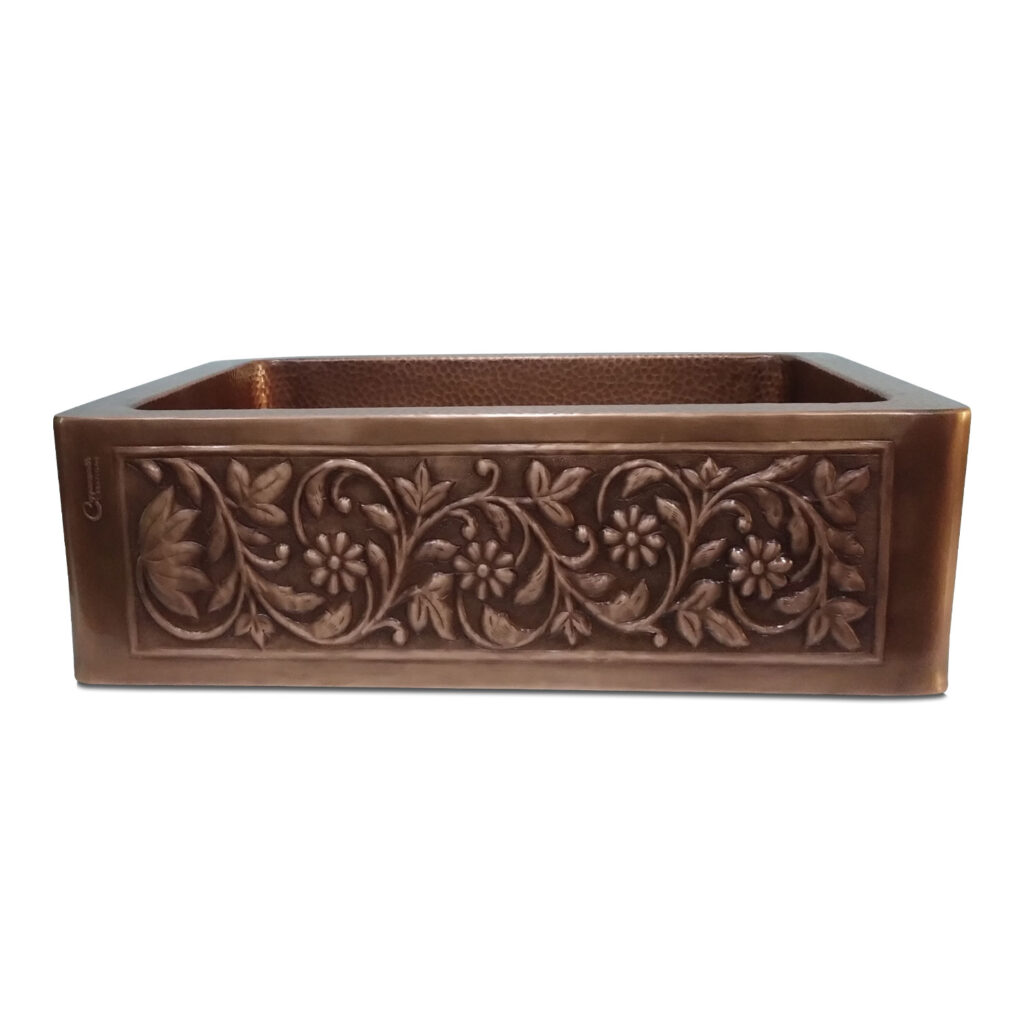 Copper Sink Vine Front Apron 23.50 x 17.50 x 8 inch