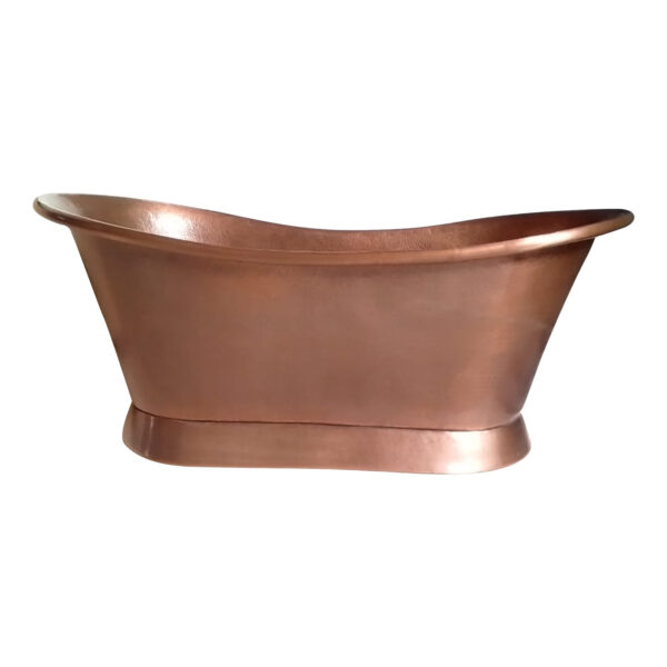 Slanting Base Copper Bathtub Antique Hammered Finish & Roll Top Pipe