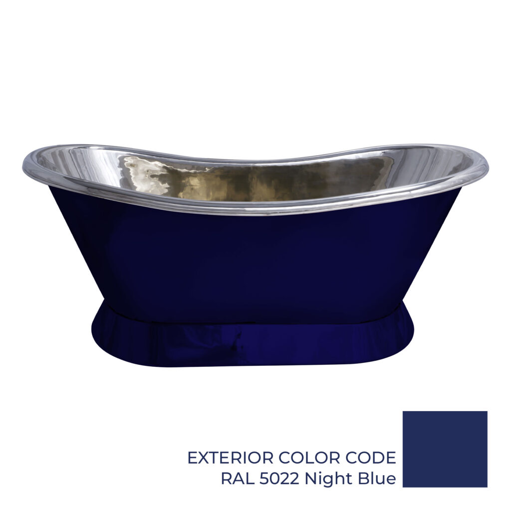 Slanting Base Copper Bathtub Nickel Interior & RAL5022 Night Blue Exterior