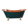 Hammered Clawfoot Copper Bathtub RAL 6004 Blue-Green Exterior - Image 5