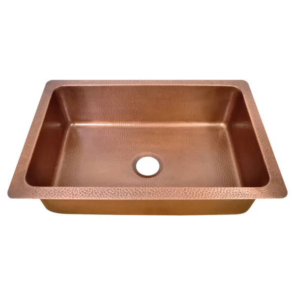 Single Bowl Single Wall Hammered Copper Kitchen Sink