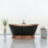 Slanting Base Copper Bathtub Copper Inside & on Base Black Outside