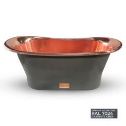 Straight Base Copper Bathtub Polished Copper Interior & RAL7024 Graphite grey Exterior