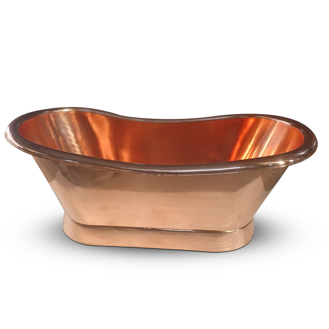 Slanting Base Copper Bathtub Full Shining Copper Finish