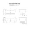 Ribbed Base Smooth Double Slipper Nickel Interior Copper Bathtub