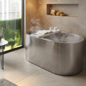 Double Wall Stainless Steel Bathtub with Built-In Dual Seats