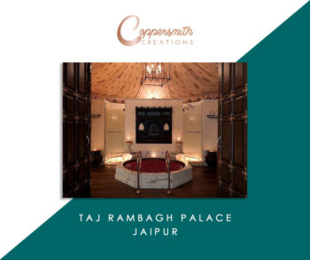Coppersmith Creations bathtub install at Hotel Taj Rambagh Palace Jaipur India